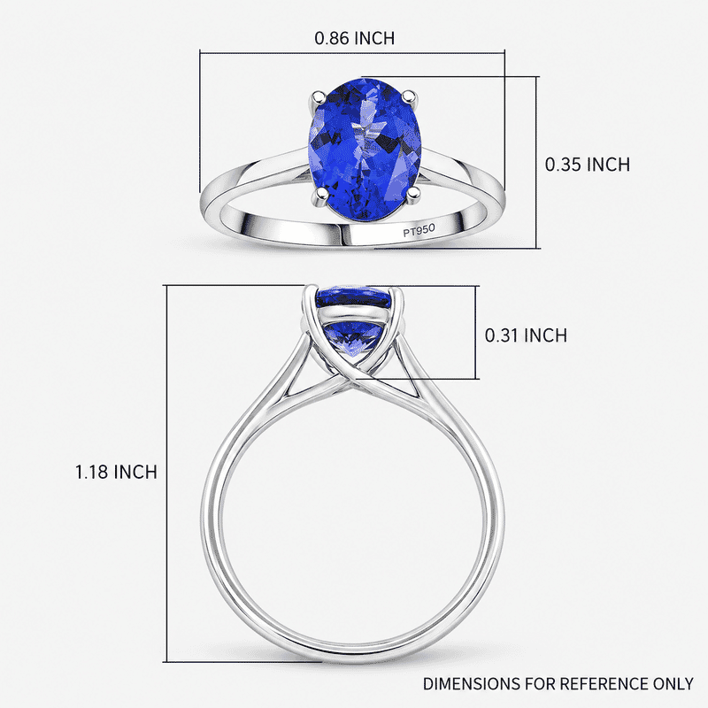 950 Platinum AAAA Tanzanite Solitaire Ring (Size 5.5) 2.00 ctw