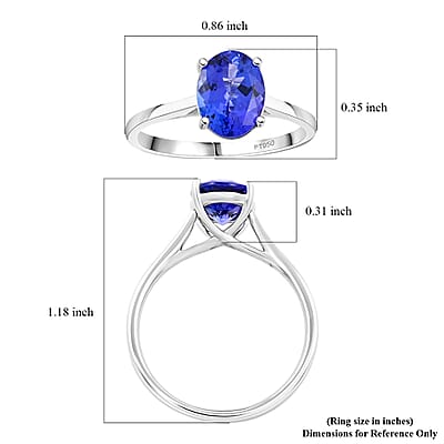 AAA Tanzanite 2.00 ctw Solitaire Ring in 950 Platinum (Size 6.0)