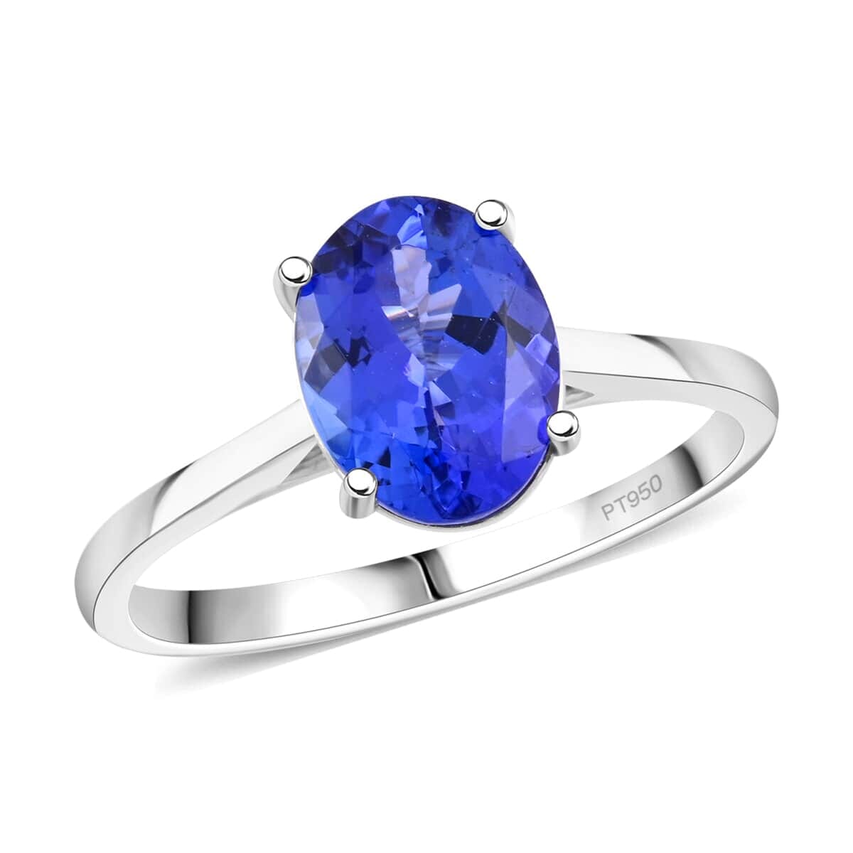 Certified & Appraised 950 Platinum AAAA Tanzanite Solitaire Ring (Size 8.5) 2.00 ctw image number 0