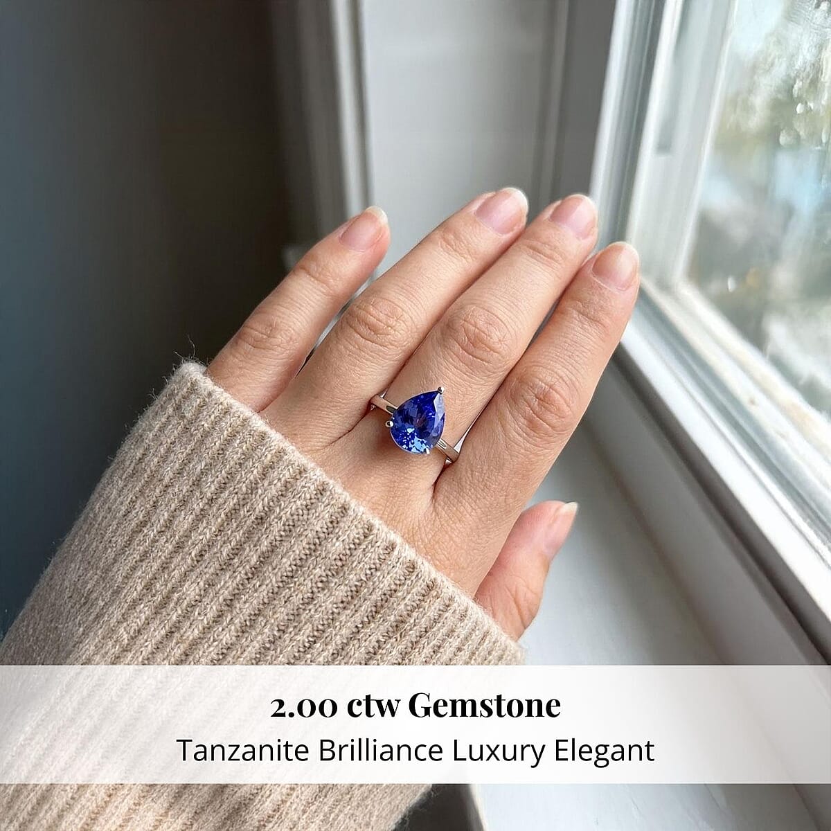 AAA Tanzanite 2.00 ctw Solitaire Ring in 950 Platinum (Size 8.0) image number 1