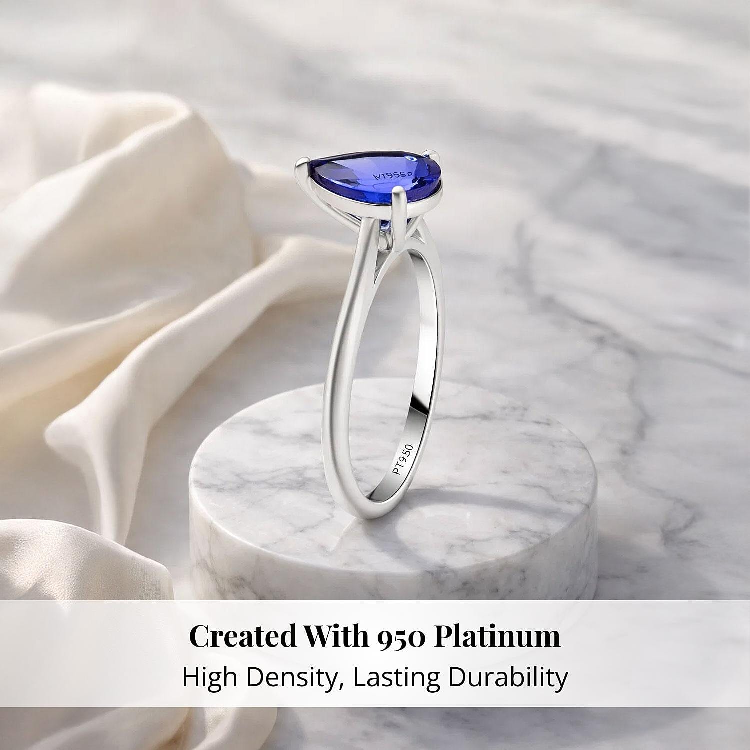AAAA Tanzanite Solitaire Ring | Doorbuster 950 Platinum