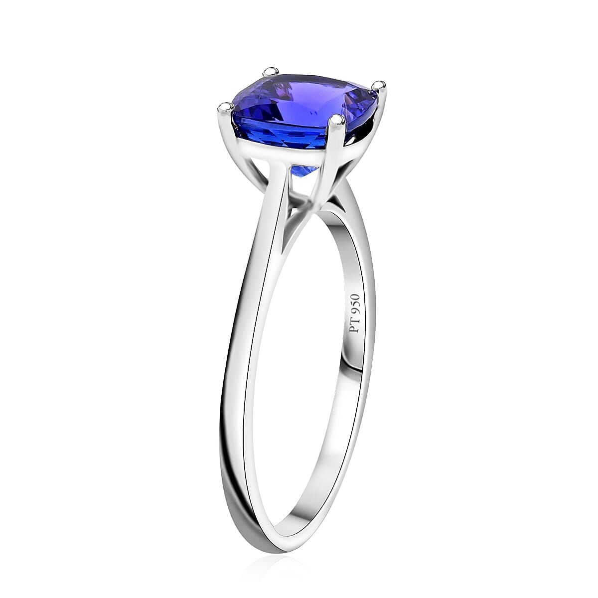 AAA Tanzanite 2.00 ctw Solitaire Ring in 950 Platinum (Size 6.0) image number 3