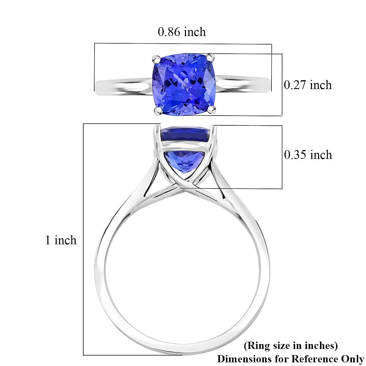 AAA Tanzanite 2.00 ctw Solitaire Ring in 950 Platinum (Size 7.5)