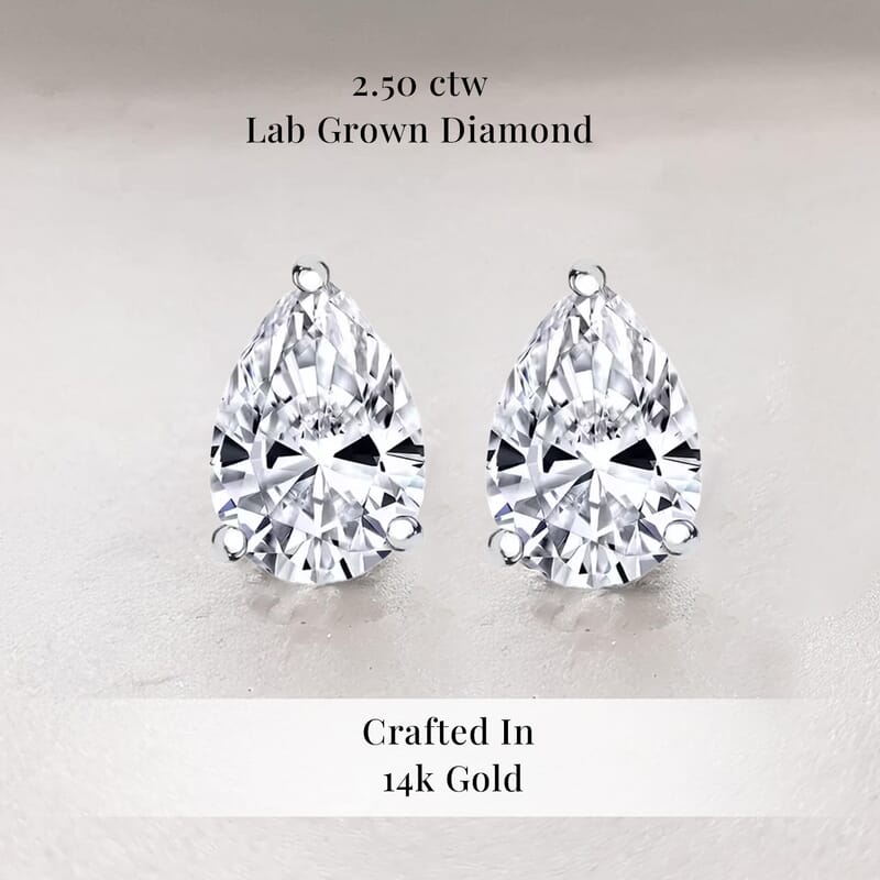 Lab Grown Diamond G-H VS 2.50 ctw Stud Earrings in 14K White Gold