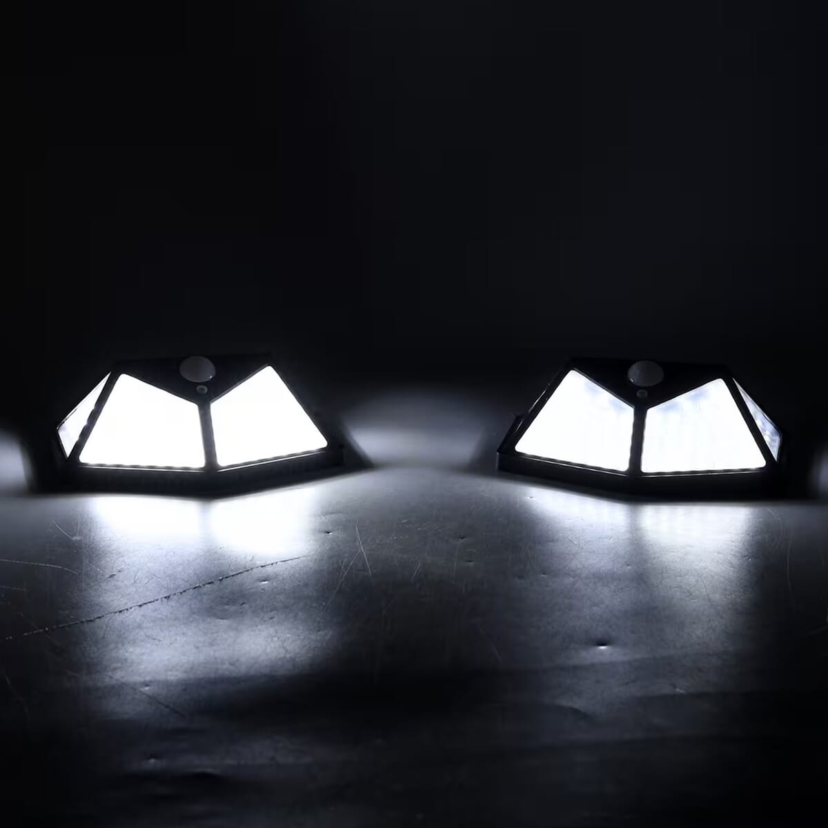 Set of 2 Solar Powered Motion Sensing Four-sided Illumination Outdoor Lights image number 1