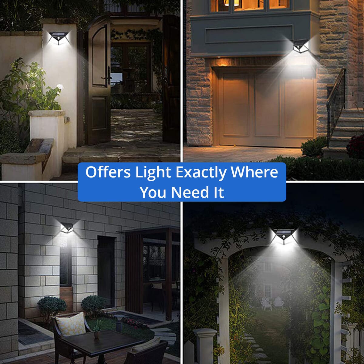 Set of 2 Solar Powered Motion Sensing Four-sided Illumination Outdoor Lights image number 4