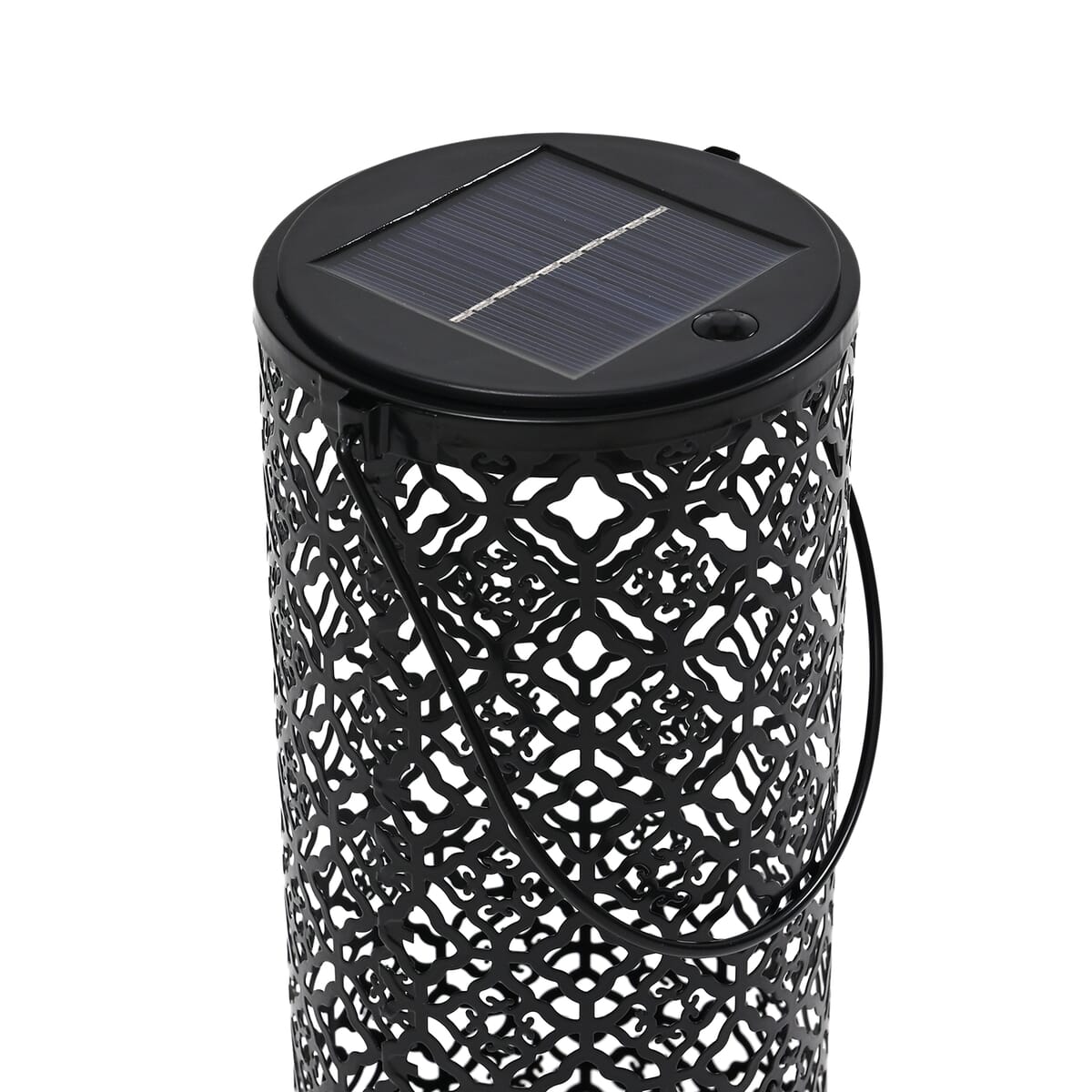 Solar Operated Metal Cylinder Lantern with Hollow Lattice Pattern (500 mAh) image number 4