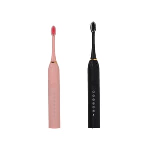 Set of 2 Rechargeable Electric Toothbrush with 6 Mode, 8 Replaceable Toothbrush Heads, IPX7 Water Resistant (400 mAh)