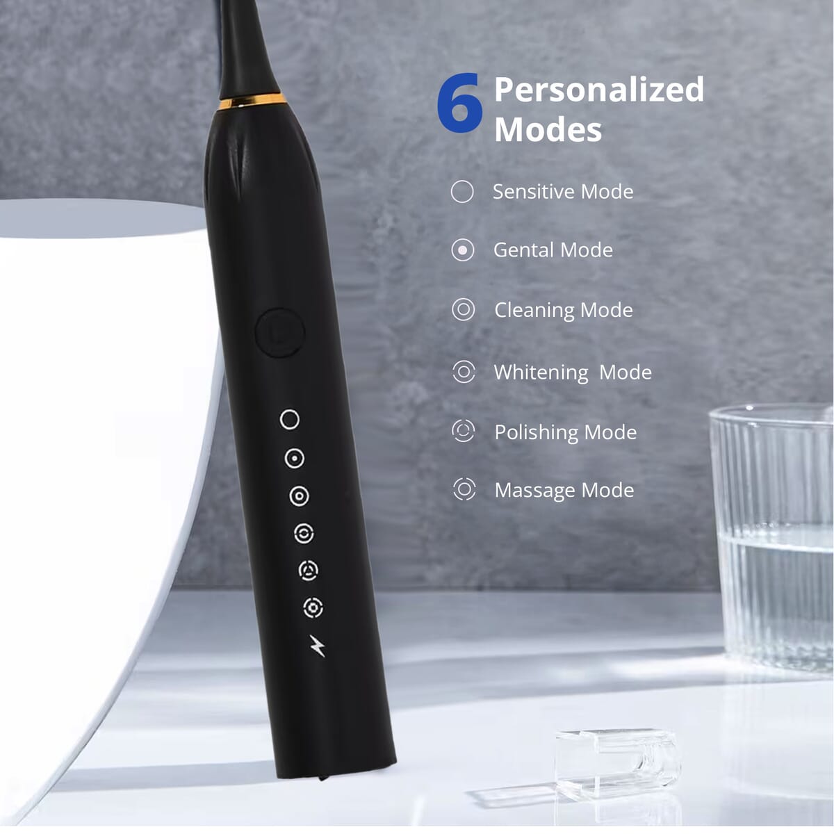 Set of 2 Rechargeable Electric Toothbrush with 6 Mode, 8 Replaceable Toothbrush Heads, IPX7 Water Resistant (400 mAh) image number 2