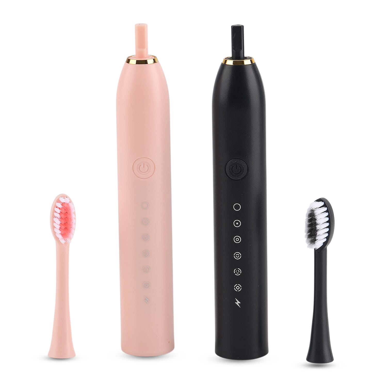 Livmore Set of 2 Pink Electric Toothbrush with 8 Replaceable Heads (400 mAh)