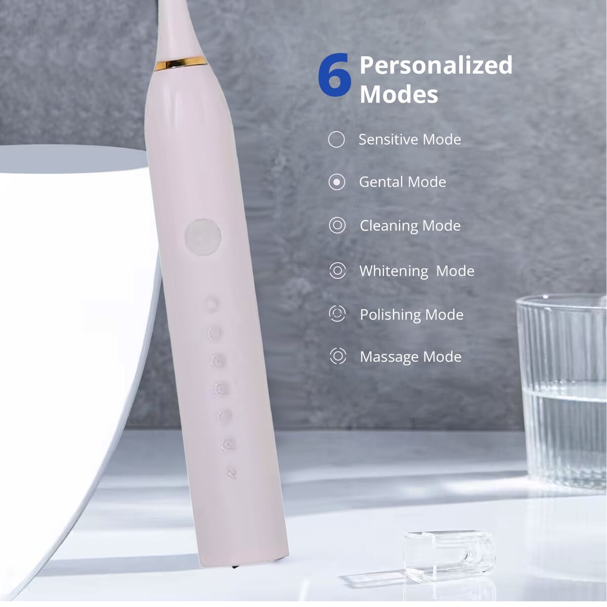 Set of 2 Rechargeable Electric Toothbrush with 6 Mode, 8 Replaceable Toothbrush Heads, IPX7 Water Resistant (400 mAh) image number 4