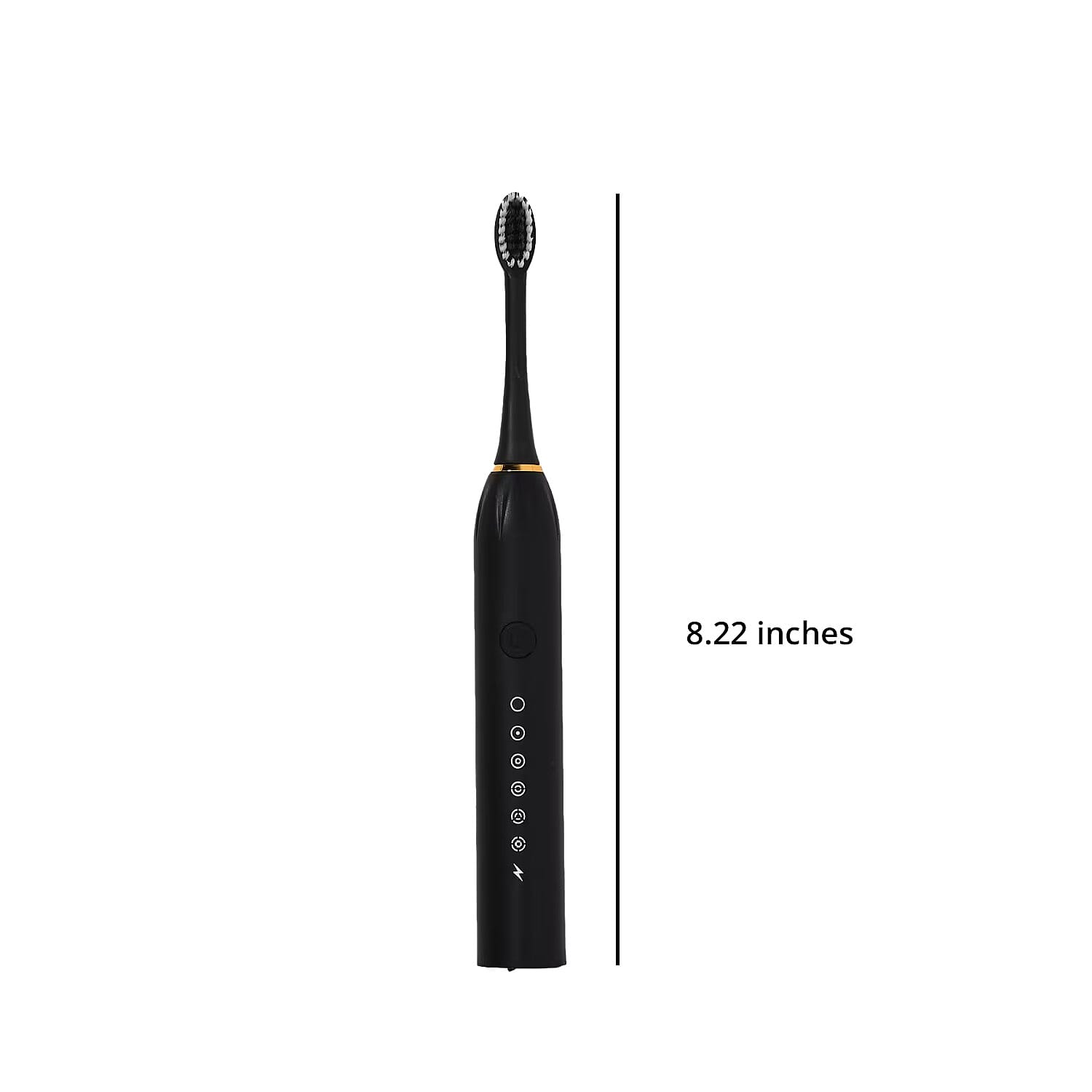 Livmore Set of 2 White and Black Electric Toothbrush with 8 Replaceable Heads (400 mAh)