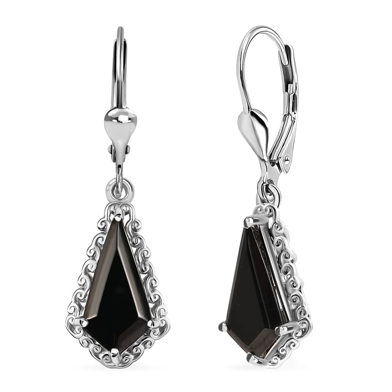 D'Joy Elite Shungite 1.90 ctw Kite Earrings in Rhodium Over Sterling Silver