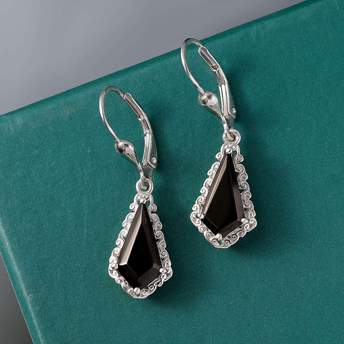 D'Joy Elite Shungite 1.90 ctw Kite Earrings in Rhodium Over Sterling Silver image number 1