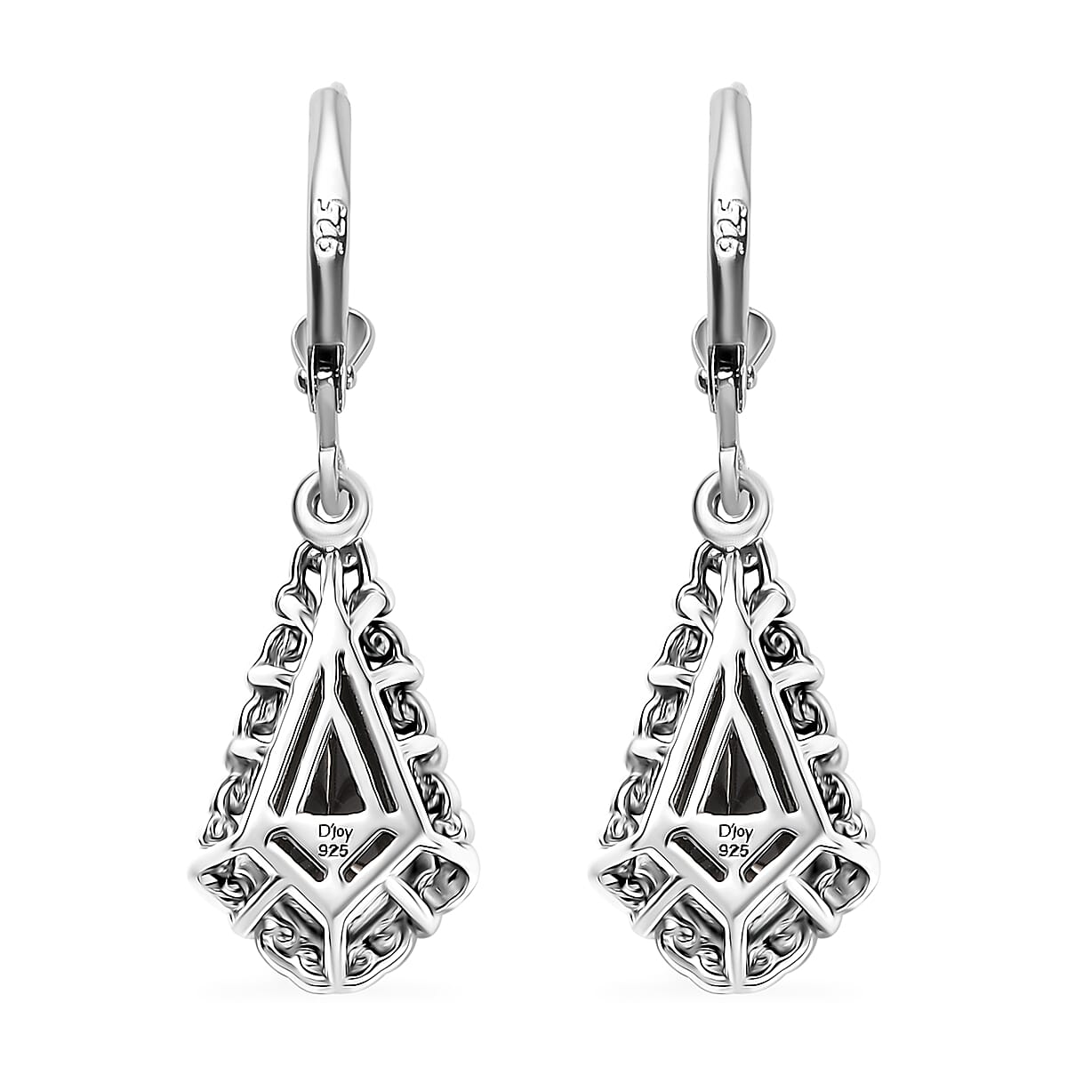 D'Joy Elite Shungite 1.90 ctw Kite Earrings in Rhodium Over Sterling Silver