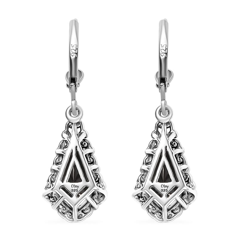 D'Joy Elite Shungite 1.90 ctw Kite Earrings in Rhodium Over Sterling Silver