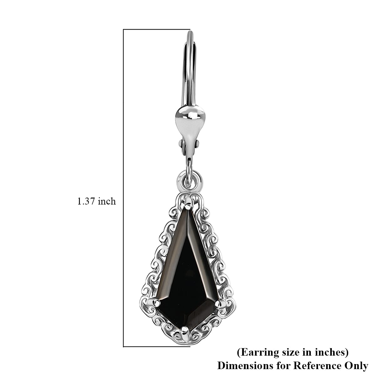 D'Joy Elite Shungite 1.90 ctw Kite Earrings in Rhodium Over Sterling Silver image number 5