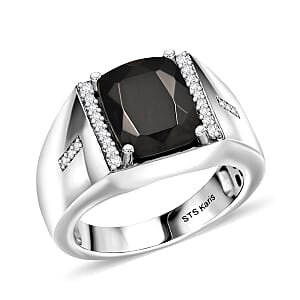 EverTrue Elite Shungite and White Zircon 2.50 ctw Men's Ring in Platinum Bond (Size 10.0)