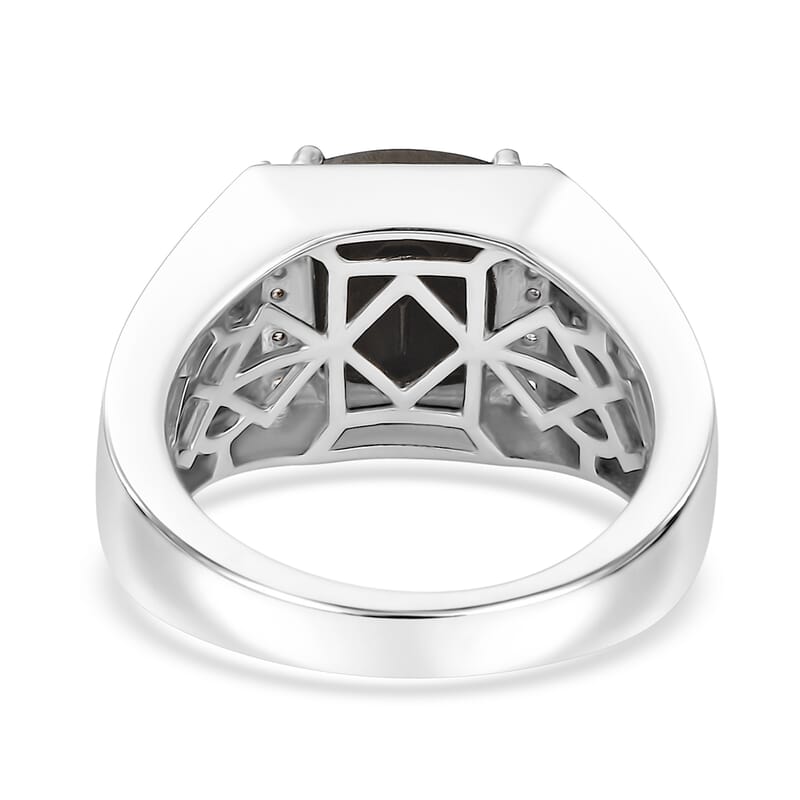 EverTrue Elite Shungite and White Zircon 2.50 ctw Men's Ring in Platinum Bond (Size 10.0)