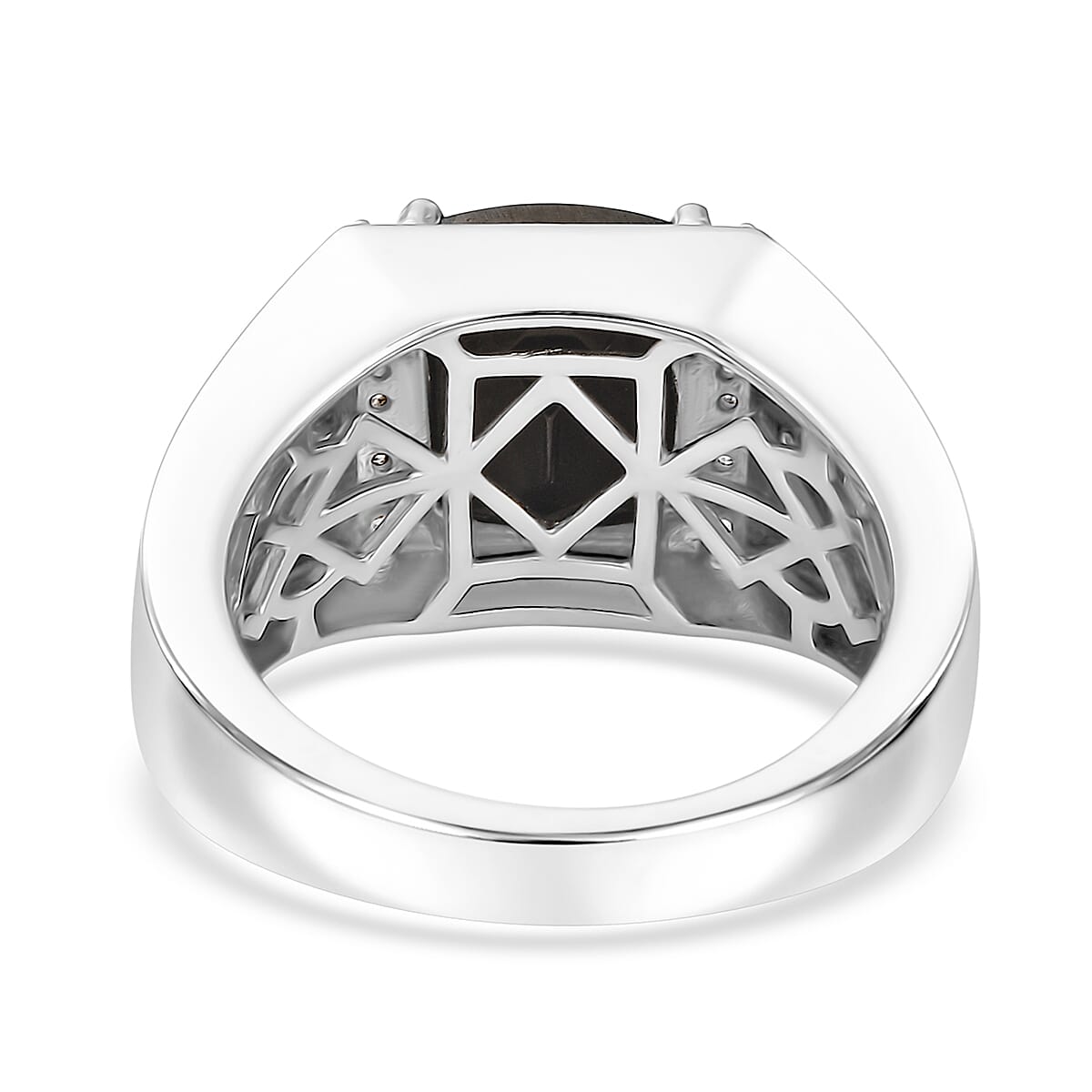EverTrue Elite Shungite and White Zircon 2.50 ctw Men's Ring in Platinum Bond (Size 14.0) image number 4