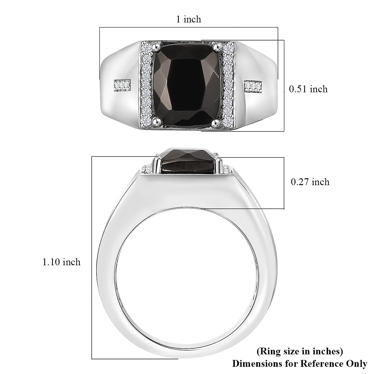 EverTrue Elite Shungite and White Zircon 2.50 ctw Men's Ring in Platinum Bond (Size 9.0) image number 5