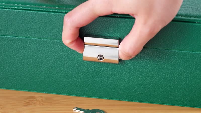 Green Faux Leather 2 Layer Jewelry Box (9"x6.7"x3.3")