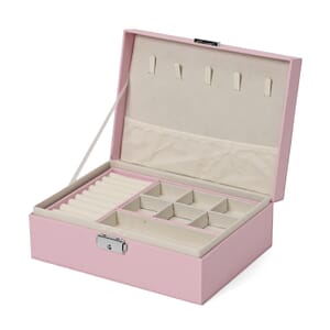 Pink Faux Leather 2 Layer Jewelry Box