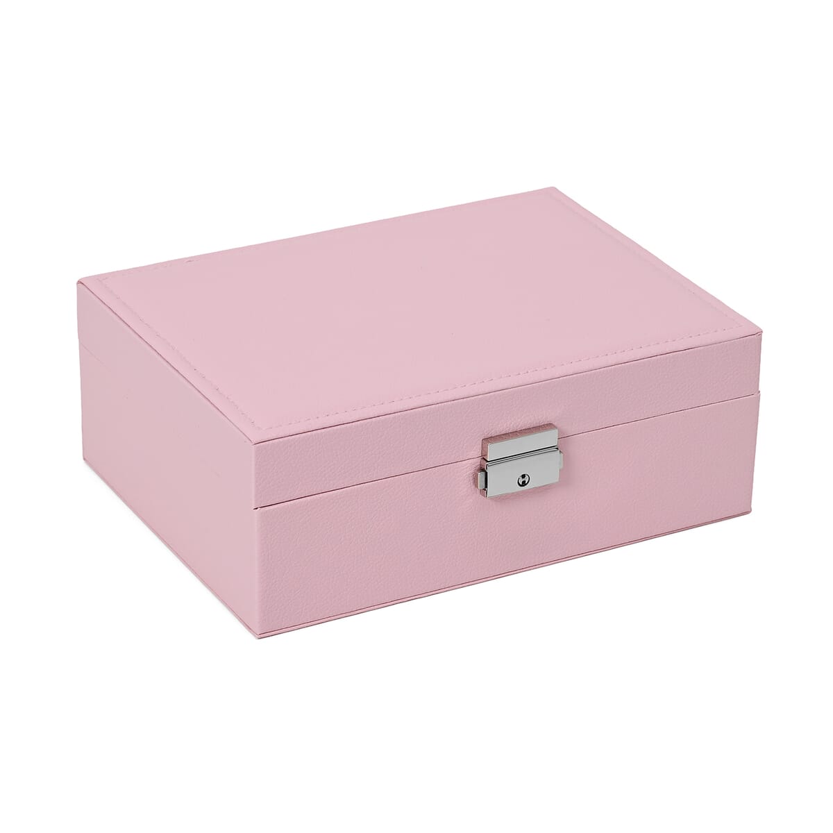 Pink Faux Leather 2 Layer Jewelry Box image number 2
