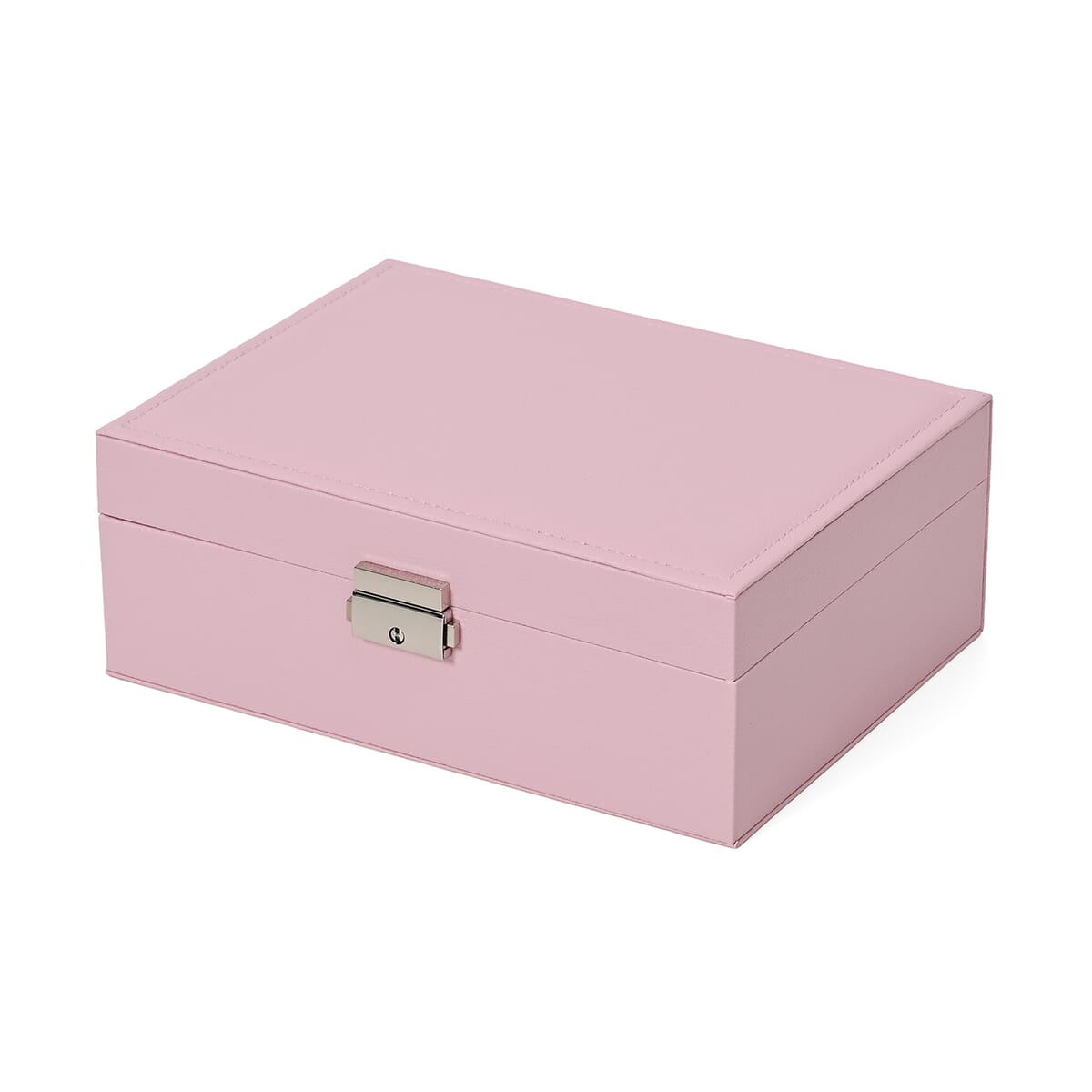 Pink Faux Leather 2 Layer Jewelry Box image number 3