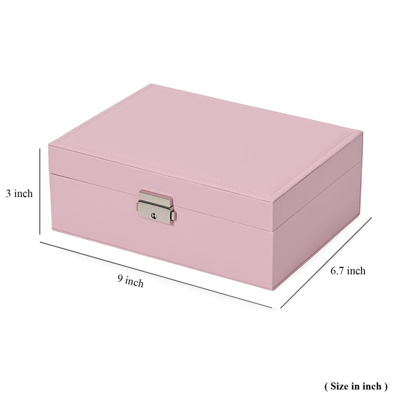 Livmore Pink Faux Leather 2 Layer Anti Tarnish Jewelry Box