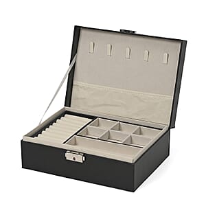 Black Faux Leather 2 Layer Jewelry Box