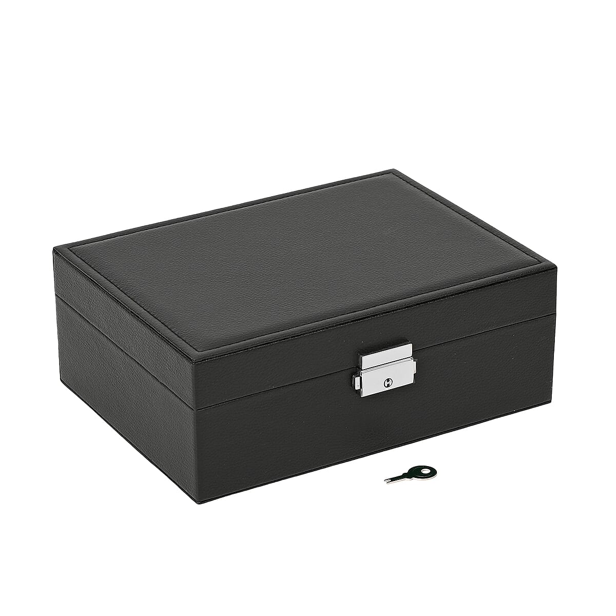 Black Faux Leather 2 Layer Jewelry Box image number 2