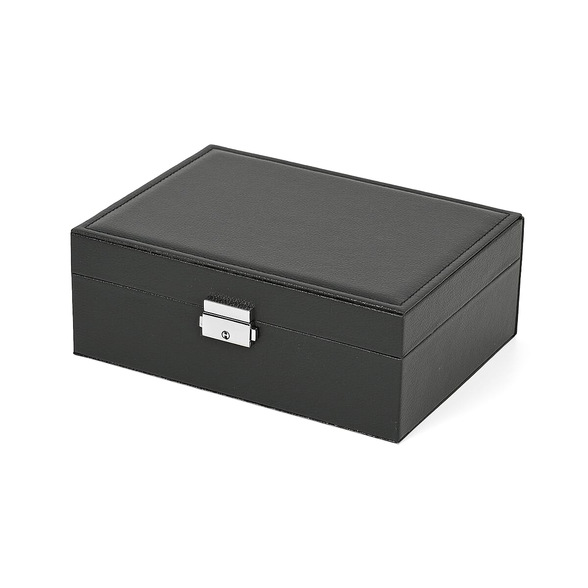 Black Faux Leather 2 Layer Jewelry Box image number 3
