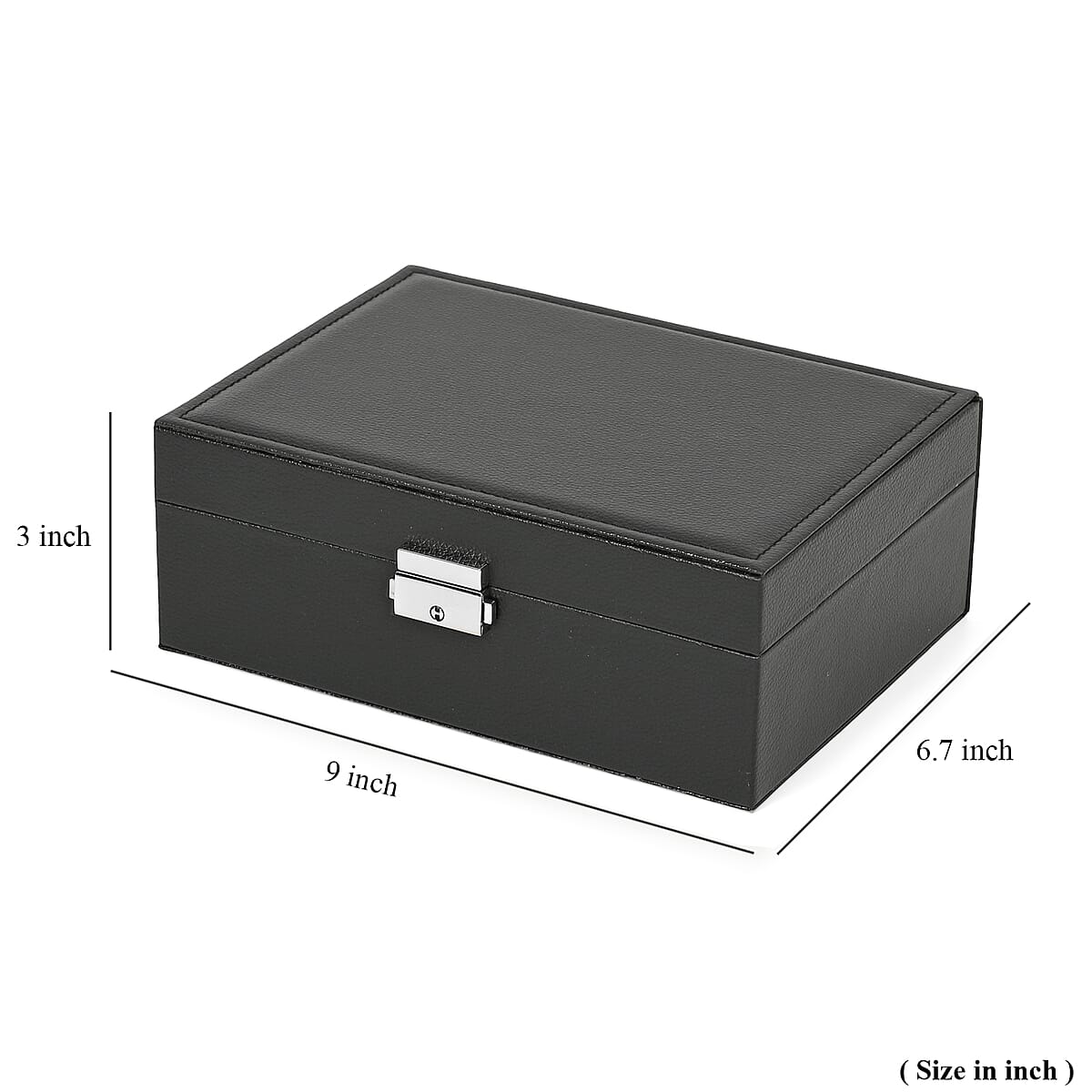 Black Faux Leather 2 Layer Jewelry Box image number 7