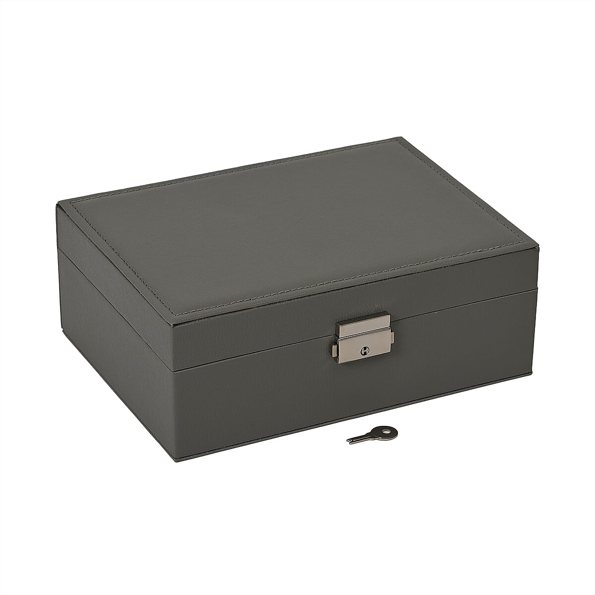 Gray Faux Leather 2 Layer Jewelry Box image number 2
