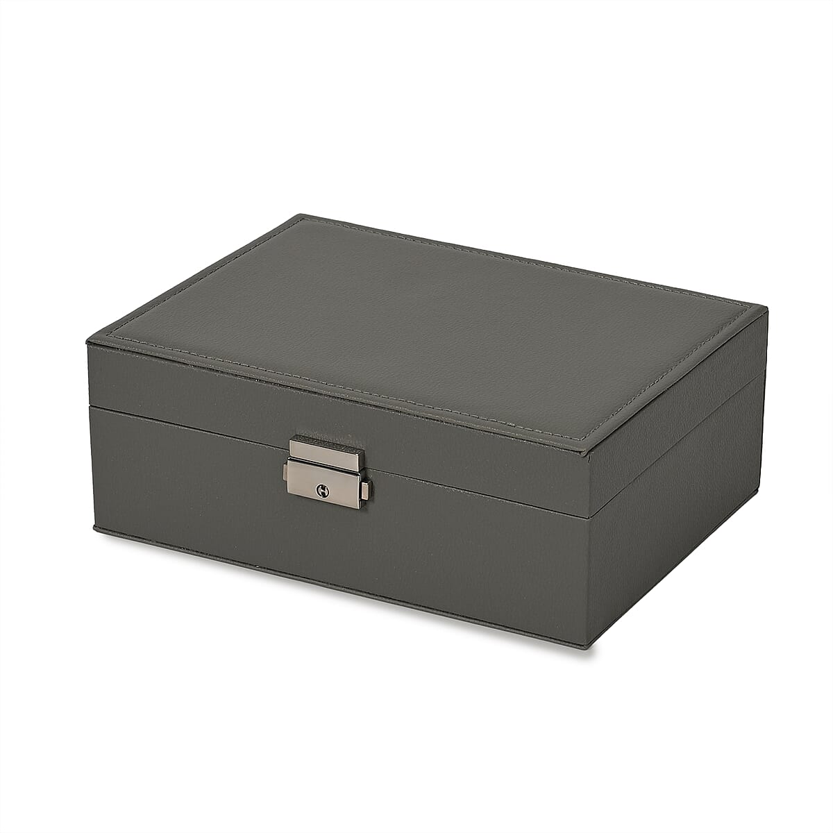 Gray Faux Leather 2 Layer Jewelry Box image number 3