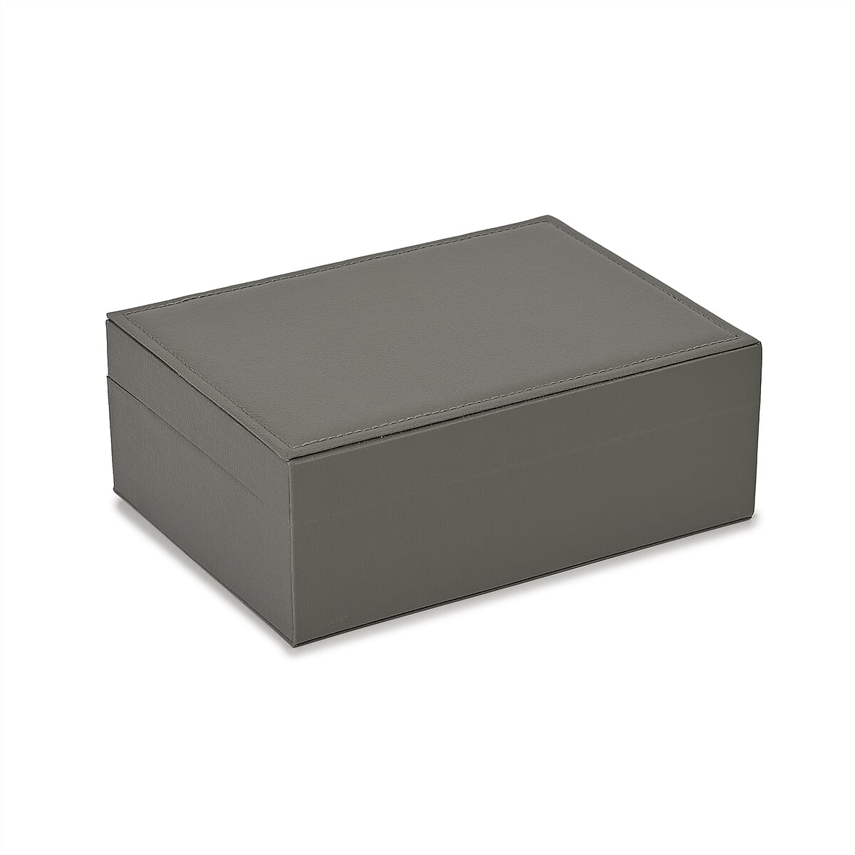 Gray Faux Leather 2 Layer Jewelry Box image number 4