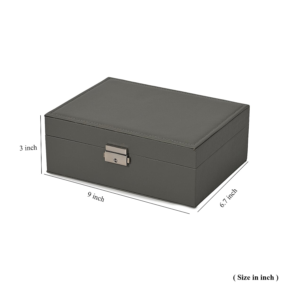 Gray Faux Leather 2 Layer Jewelry Box image number 7