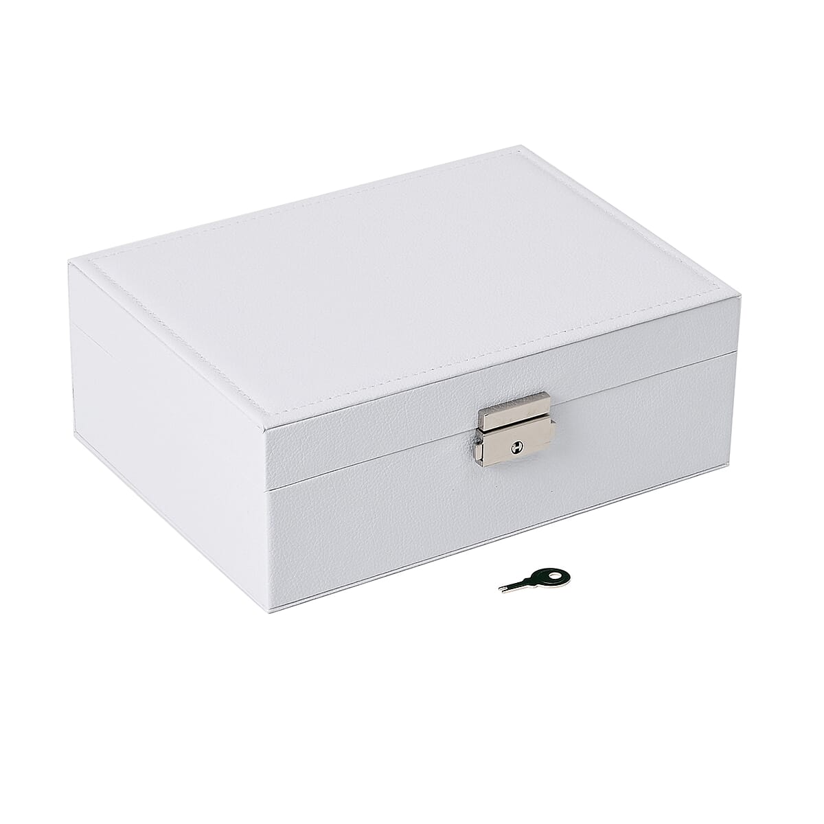 Livmore White Faux Leather 2 Layer Jewelry Box image number 2