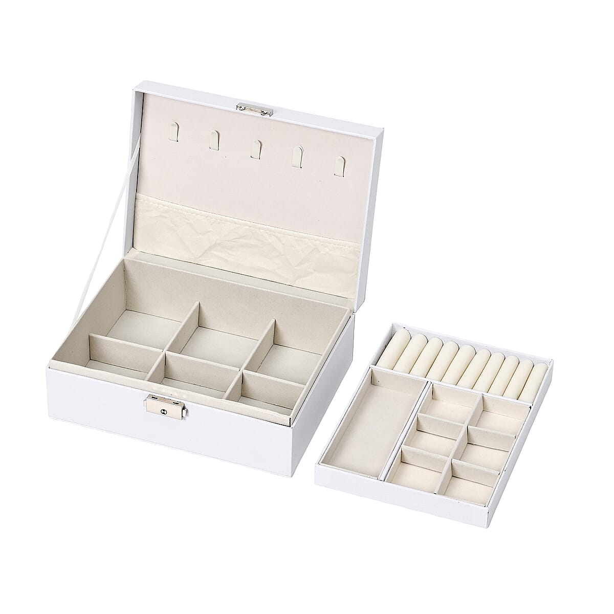Livmore White Faux Leather 2 Layer Jewelry Box image number 5