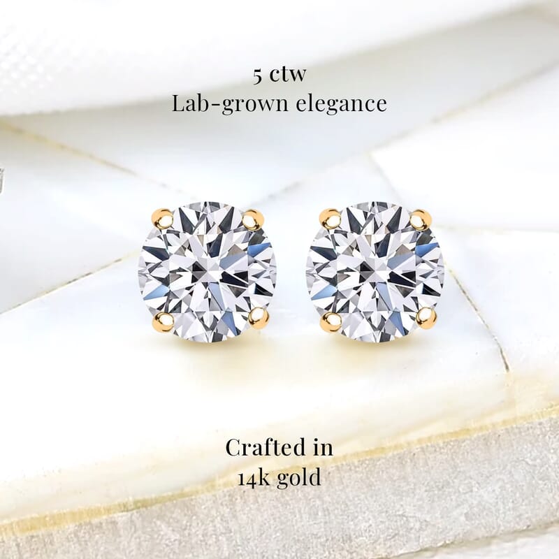 Luxuriant Lab Grown Diamond G VS2 5.00 ctw Earrings in 14K Yellow Gold