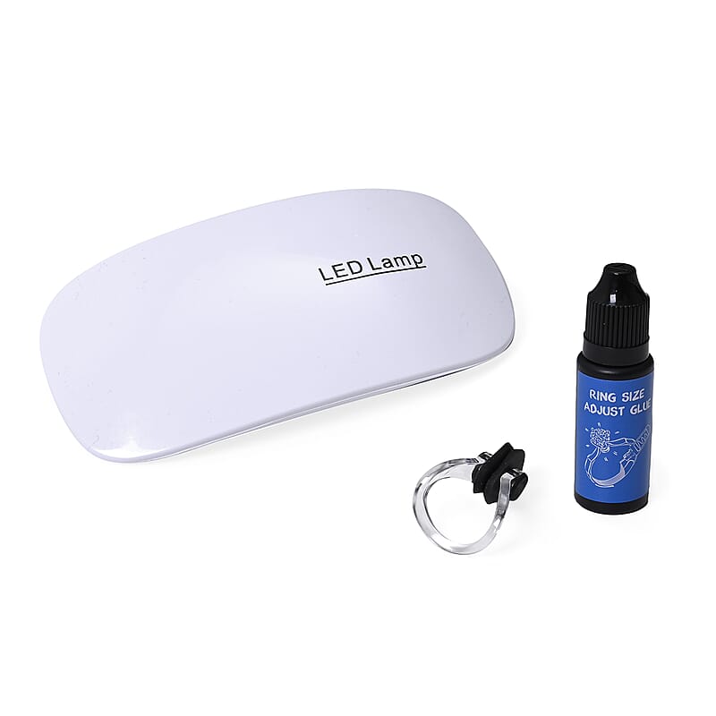 3pcs Set Ring Sizing Adjust Kit -Glue, UV Lamp and Black Ring Holder