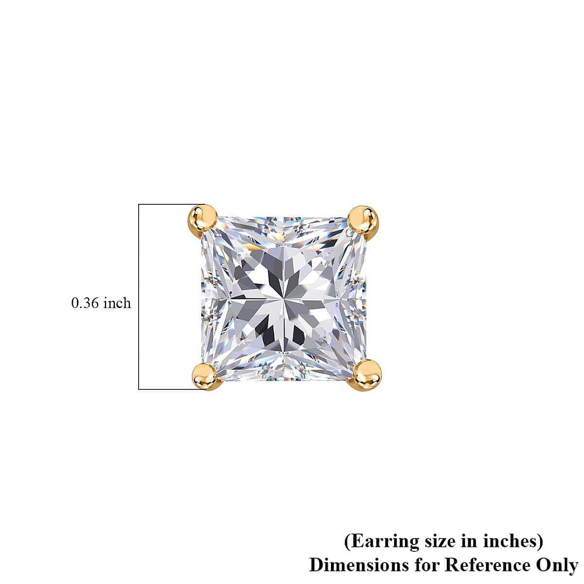 Princess Cut Luxuriant Lab Grown Diamond G VS2 3.00 ctw Earrings in 14K Yellow Gold image number 4