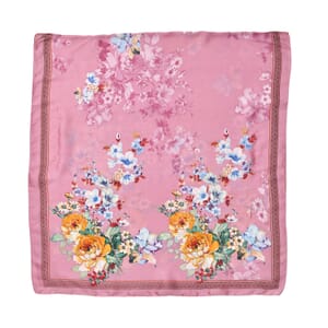 Pink Floral Polyester Satin Kaftan – One Size Fits Most