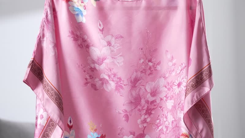 Pink Flower Silk Felling Kaftan - One Size Fits Most