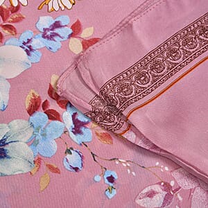 Pink Floral Polyester Satin Kaftan &ndash; One Size Fits Most