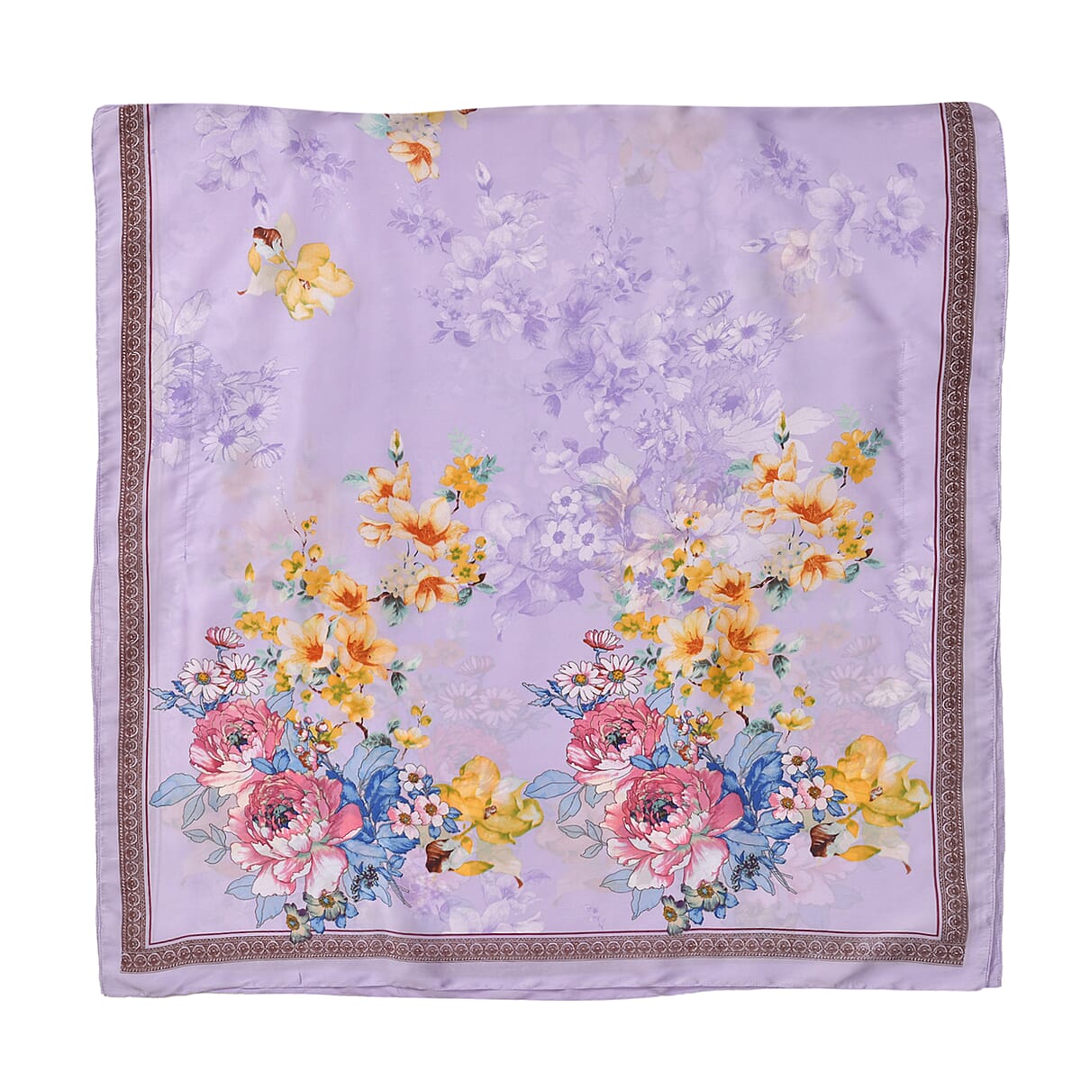 Purple Floral Polyester Satin Kaftan – One Size Fits Most image number 0