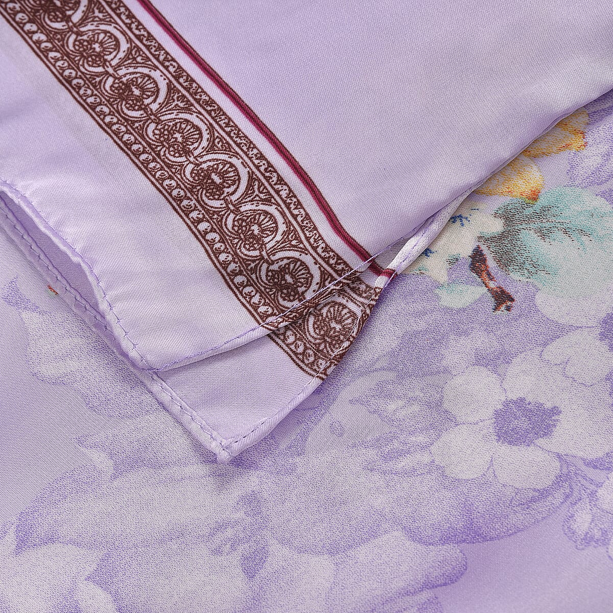 Purple Floral Polyester Satin Kaftan – One Size Fits Most image number 2