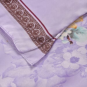 Purple Floral Polyester Satin Kaftan &ndash; One Size Fits Most