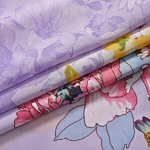 Purple Floral Polyester Satin Kaftan &ndash; One Size Fits Most